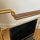 Gold metal, wood and black cotton magazine holder