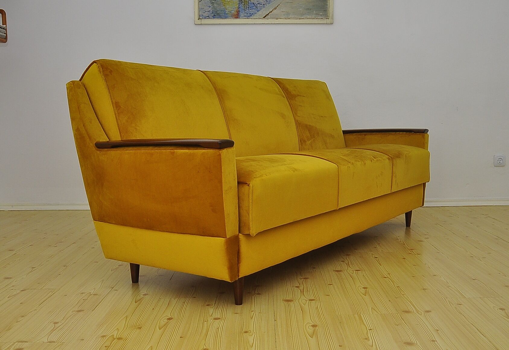 Mid-century velvet sofa daybed, 1960s