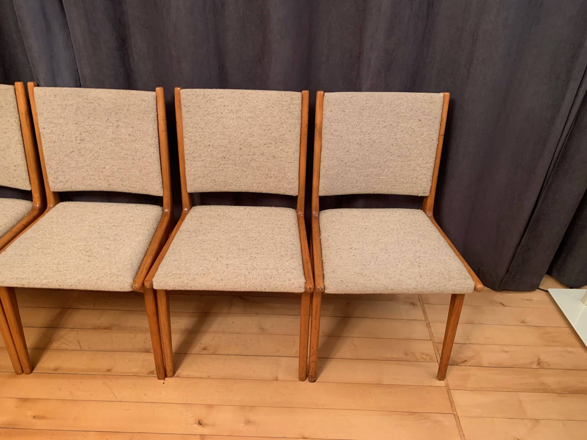 Set of four Cane Back chairs designed by Jens Risom, JO Carlssons, Sweden, 1950s