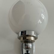 Vintage wall lamp, chromed metal and opaline, France 1970