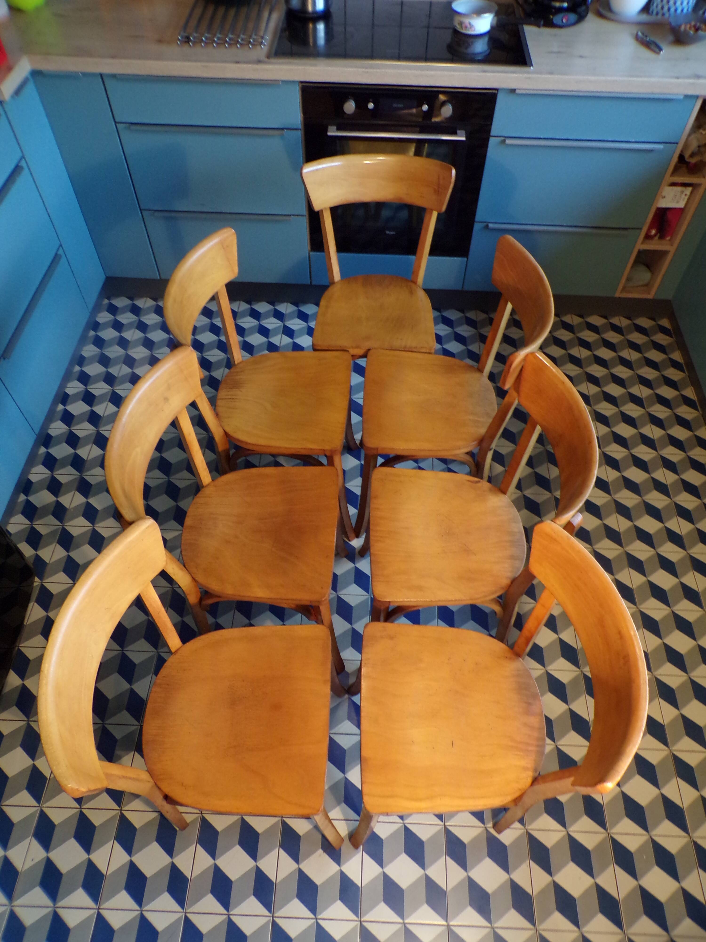 Set of 7 vintage bistro chairs