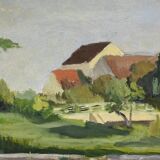 Gouache sur Bois, signed M.Cauvet – 1958