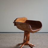 Unique sculptural pedestal armchair by the Finnish Matti Martikka in solid pine, 1960s.