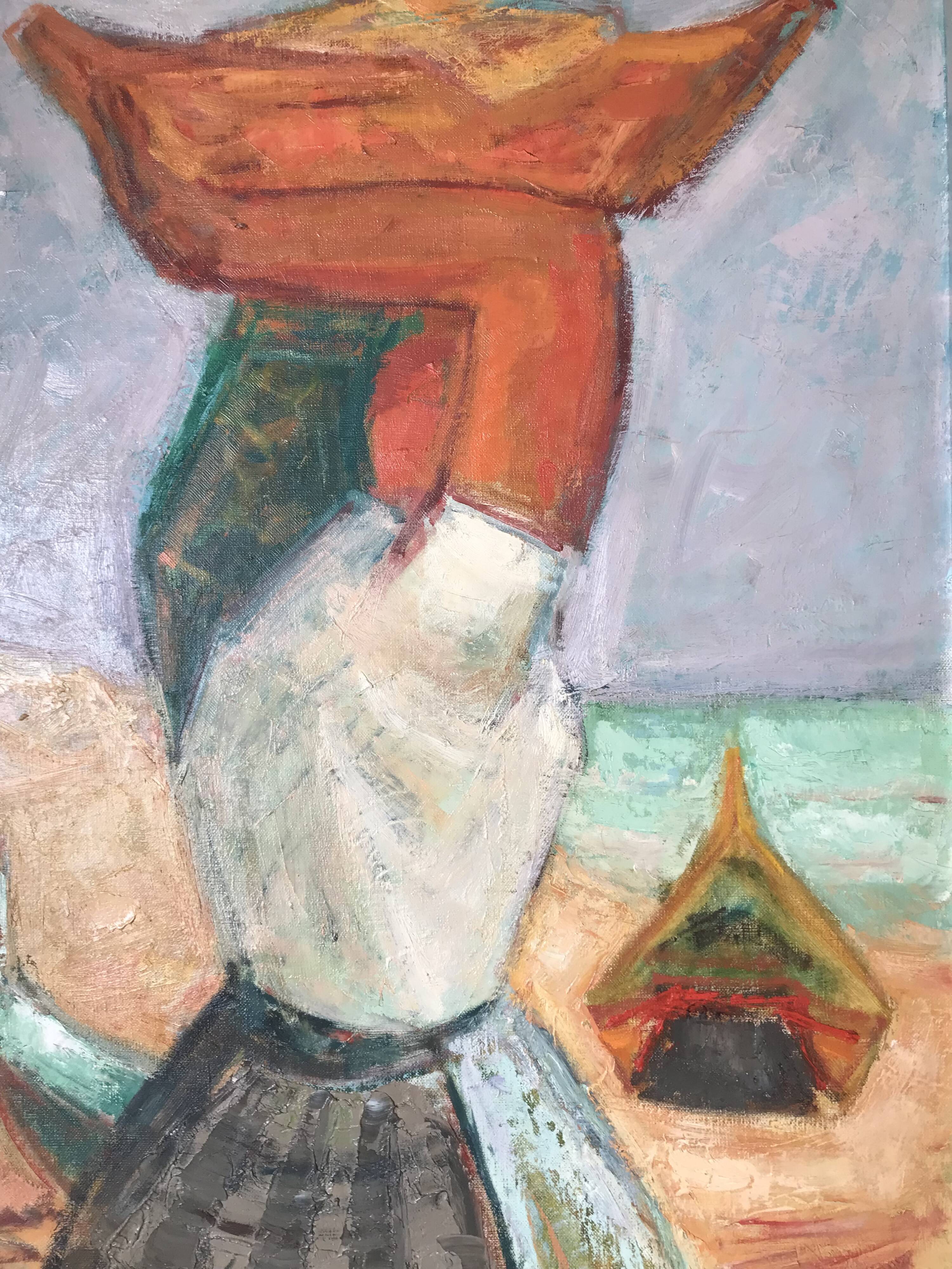 Portuguese Fisherwoman. Oil on canvas by Sergé DELAVEAU (1911-1999)