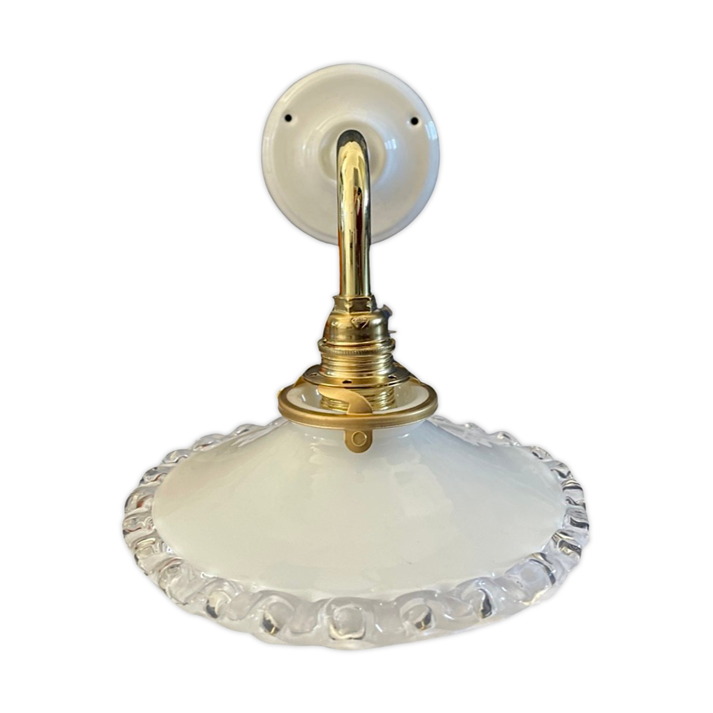 Vintage wall lamp in white opaline electrified to nine