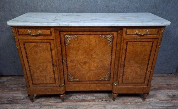 Buffet en enfilade en loupe et marbre –Transition Louis XV / Louis XVI