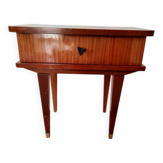 Small vintage bedside cabinet with compass legs