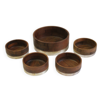 Teakwooden serving bowls by Cenacchi, italy 1960s, set of 5