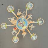 Multi-Colored Murano Glass Venetian Chandelier, Six Light Arms, Circa 1900