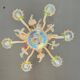 Multi-Colored Murano Glass Venetian Chandelier, Six Light Arms, Circa 1900