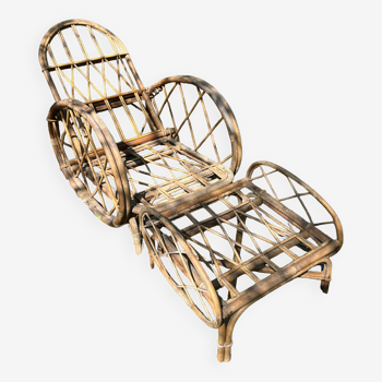 Audoux & Minnet rattan lounge chair
