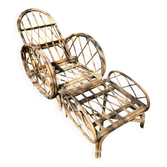 Audoux & Minnet rattan lounge chair