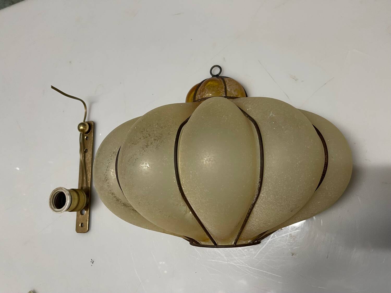 Wrought Iron & Murano Glass Wall Sconces, Italy, 1960s, Set of 2 