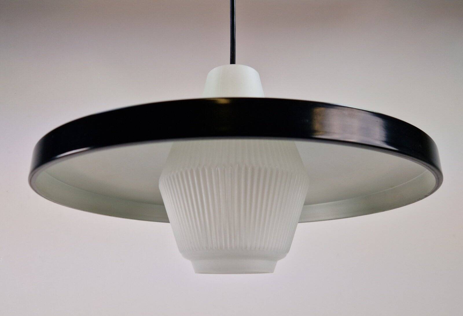 Opaline Glass Pendant Lamp attributed to Louis Kalff for Philips, 1960s