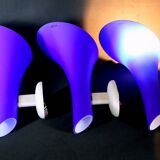 Carlo nason, 3 postmodern sconces, blue murano glass for "murano due"