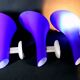 Carlo nason, 3 postmodern sconces, blue murano glass for "murano due"