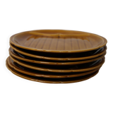Assiettes et plat en barbotine, Gien 1960