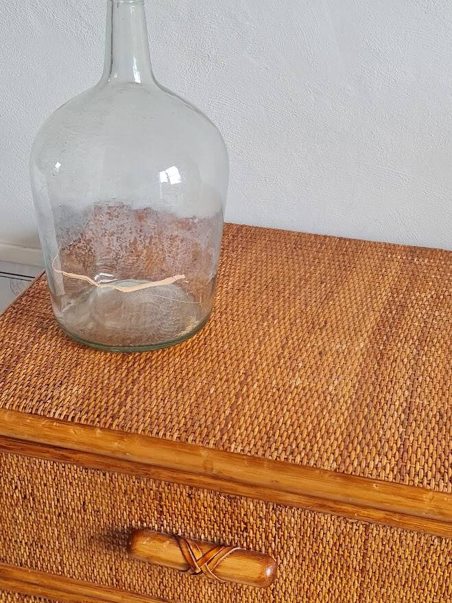 Vintage rattan chest of drawers circa 70s