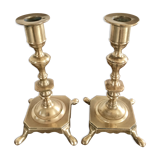 Paire de bougeoirs en laiton