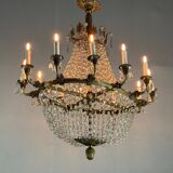 Oval-Shaped Pearl and Bronze Bag Chandelier, Circa 1900