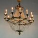 Oval-Shaped Pearl and Bronze Bag Chandelier, Circa 1900