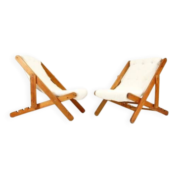 2 Fauteuils Lounge Rétro Vintage en Pin Gillis Lundgren Ikea Années 70 Danois