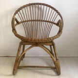 Fauteuil en rotin vintage 60's