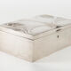 Art nouveau style box in silver metal, interior in satin, 1910