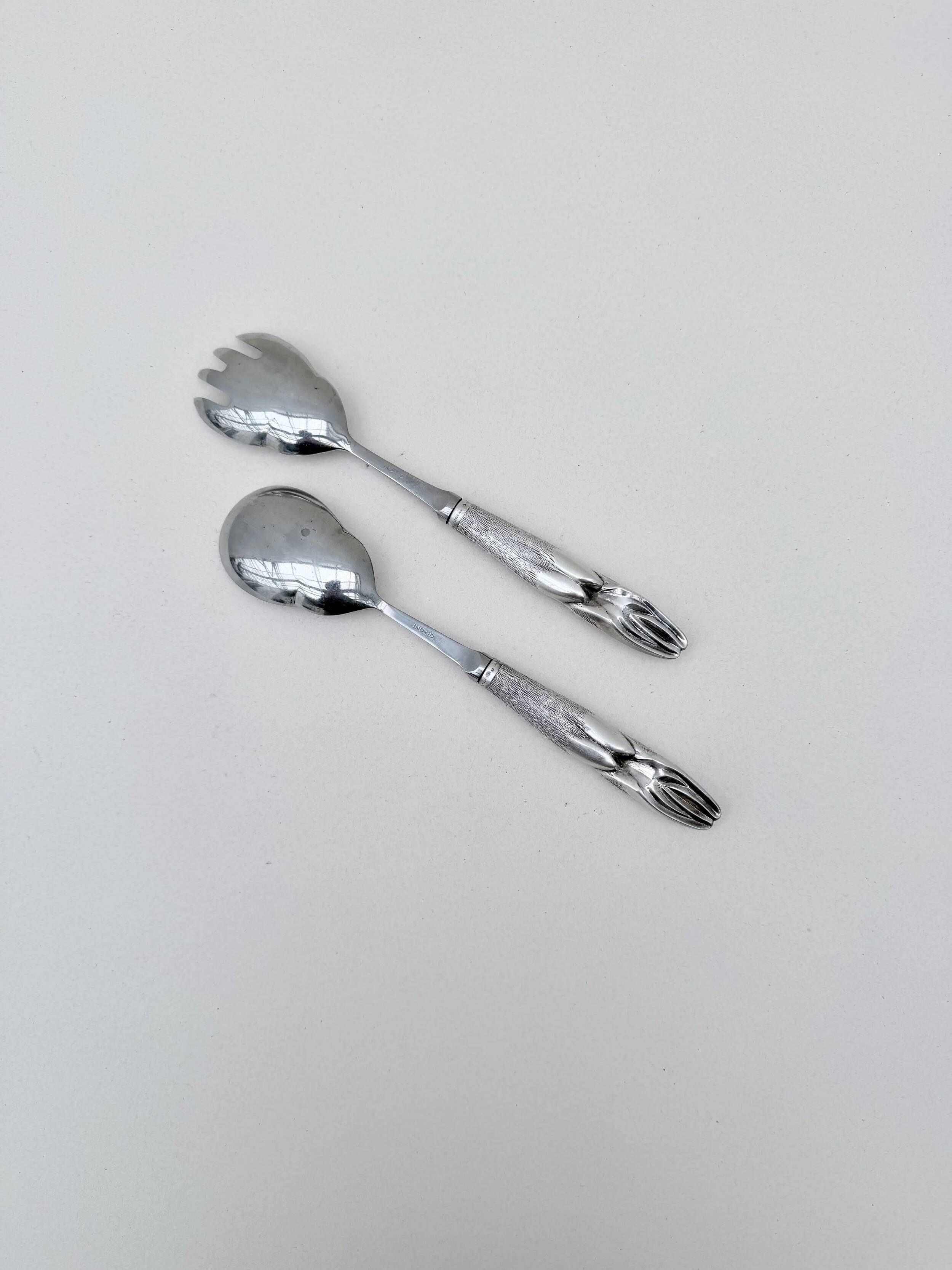 Christian Dior salad servers with 925 sterling silver handles, Italy