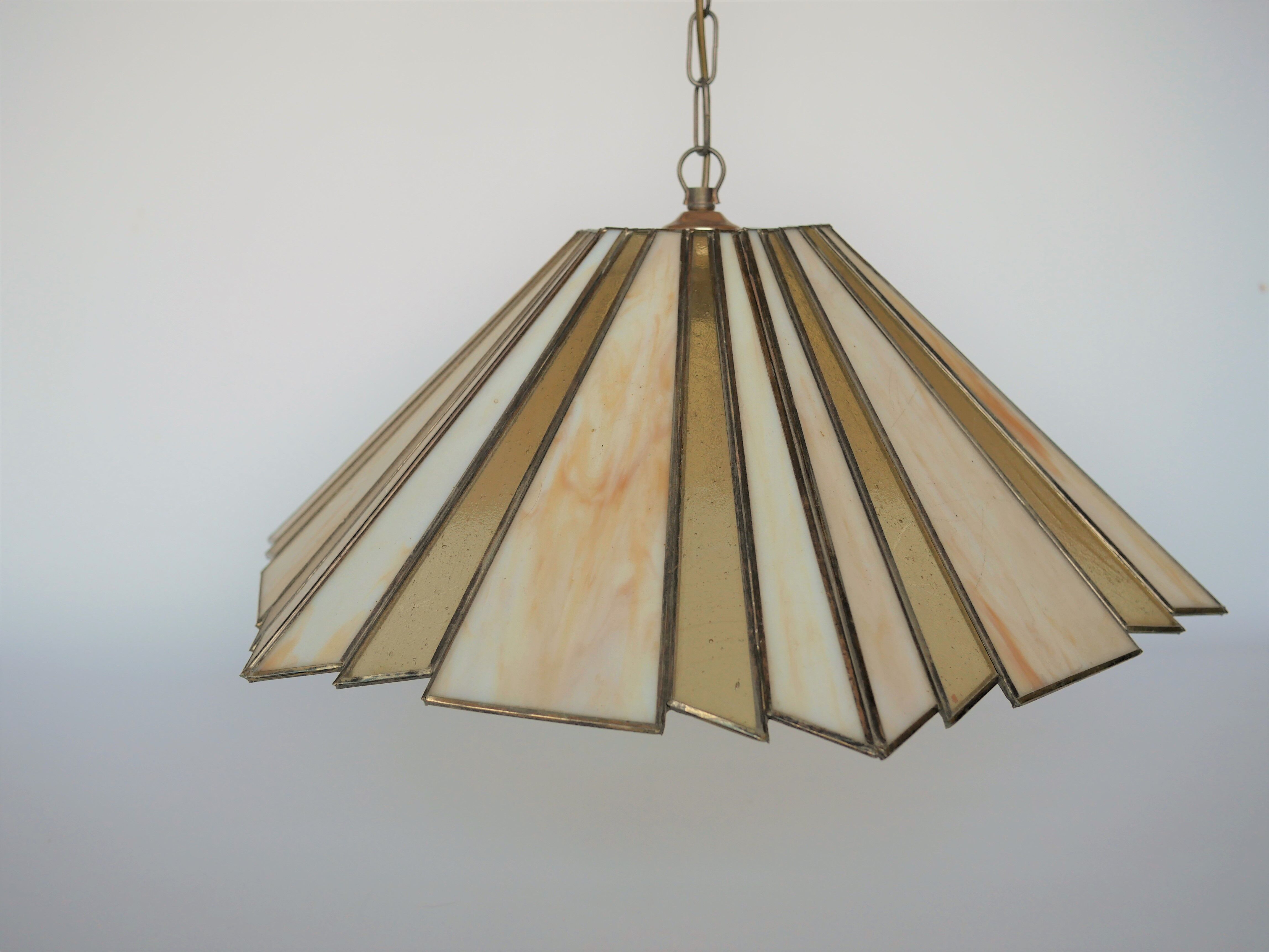 Suspension art déco vintage en verre Tiffany