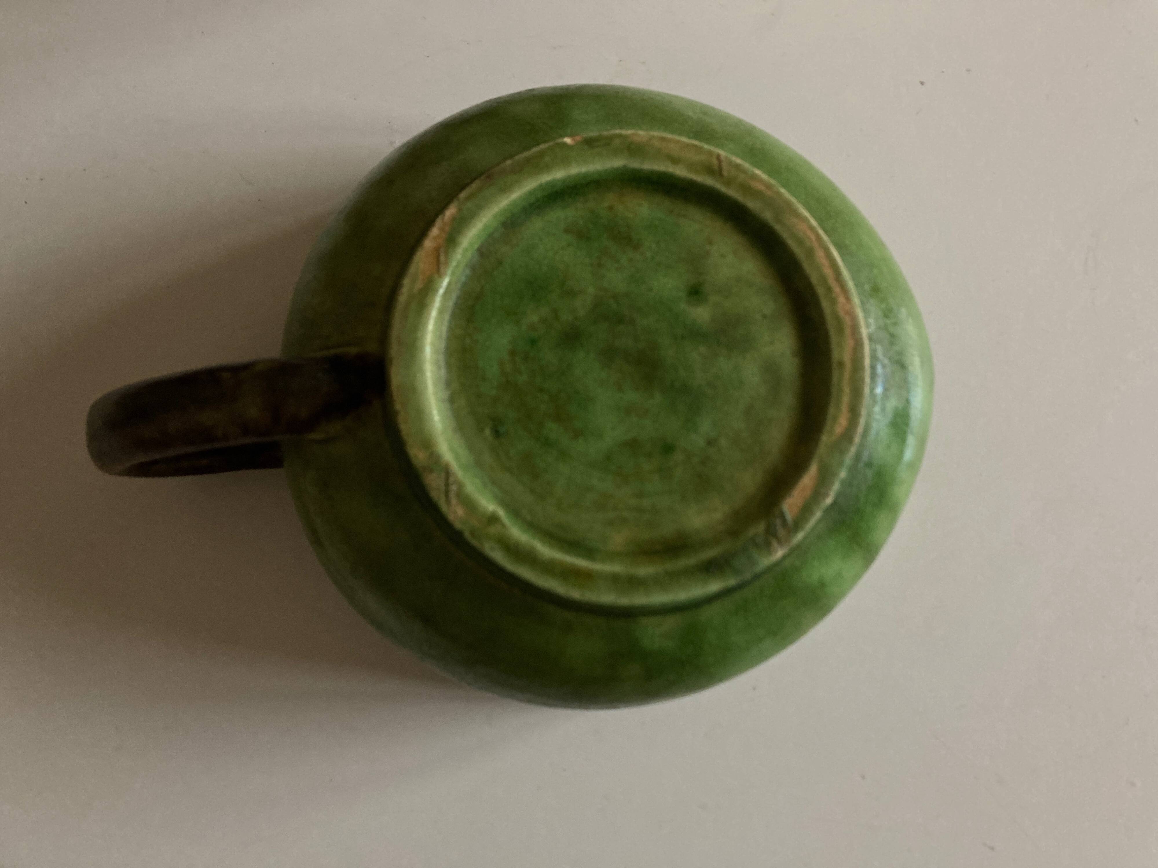 Green glazed earthenware bowl from Dieulefit 1960