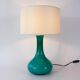 Vintage 1960s Portuguese Turquoise Opaline Glass Table Lamp