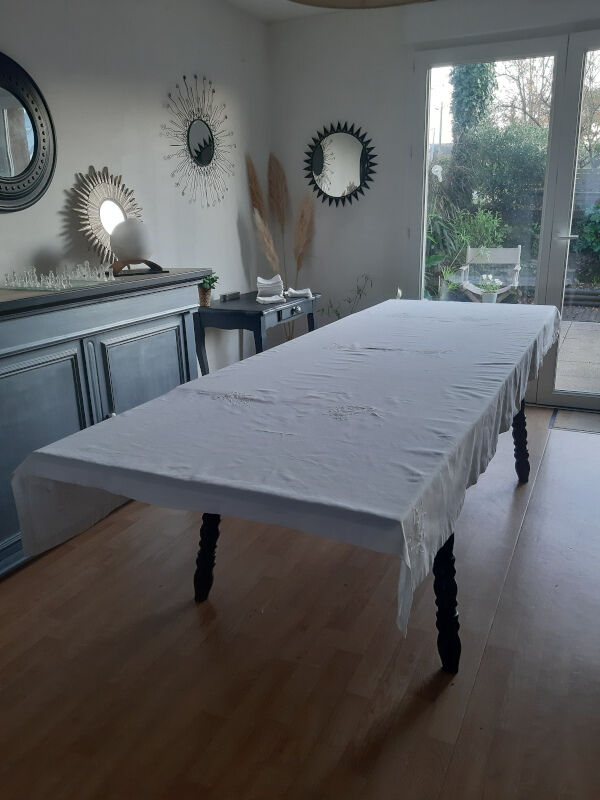 Embroidered tablecloth and 12 towels