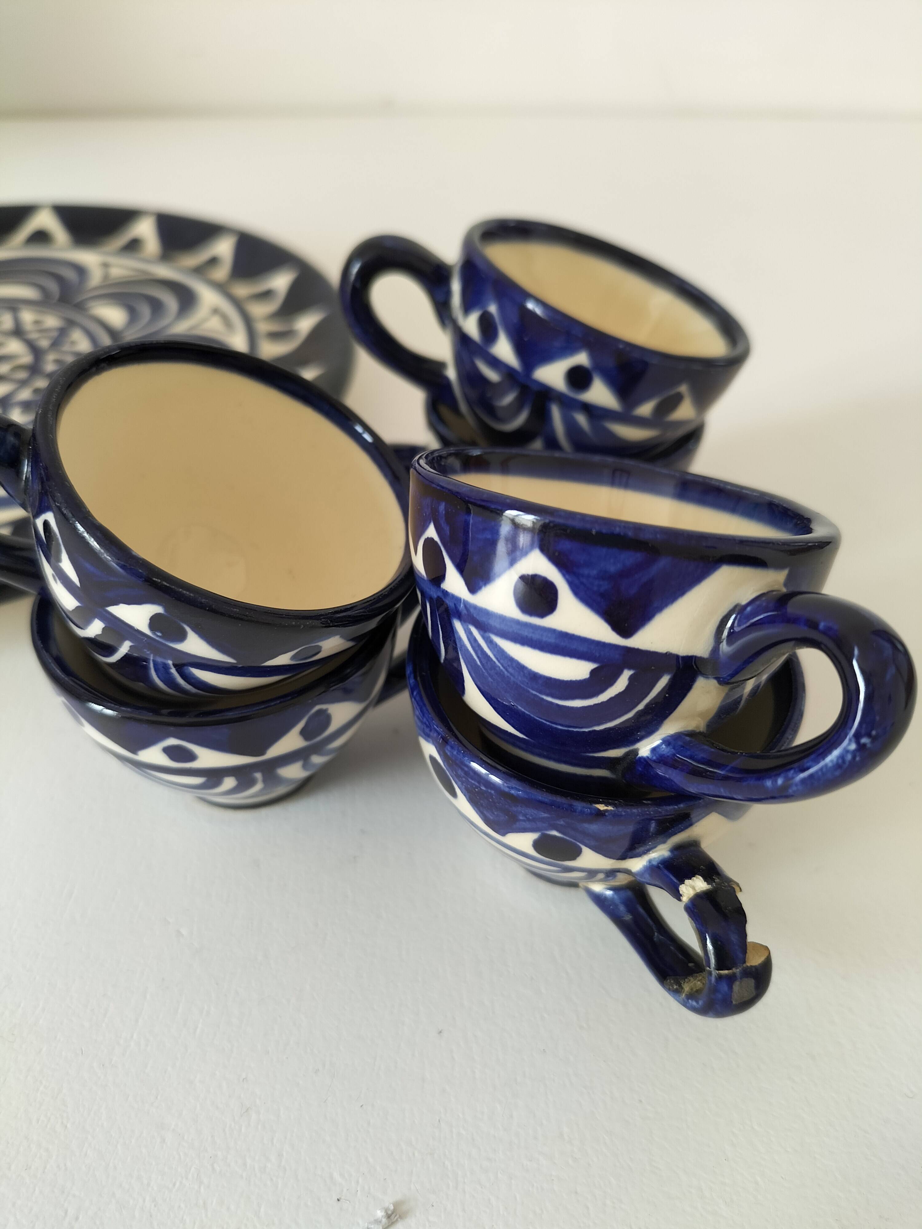 Tray and 6 vintage mini cups – St Jean de Bretagne – Model 1003