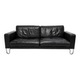 Canapé 3 places W.H. Gispen pour Dutch Originals, cuir noir et chrome
