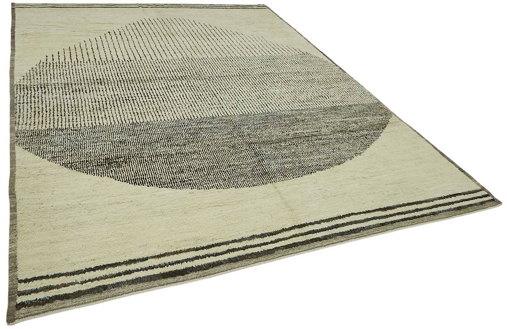 Hand-Knotted Turkish Contemporary 247 cm x 342 cm Beige Wool Carpet