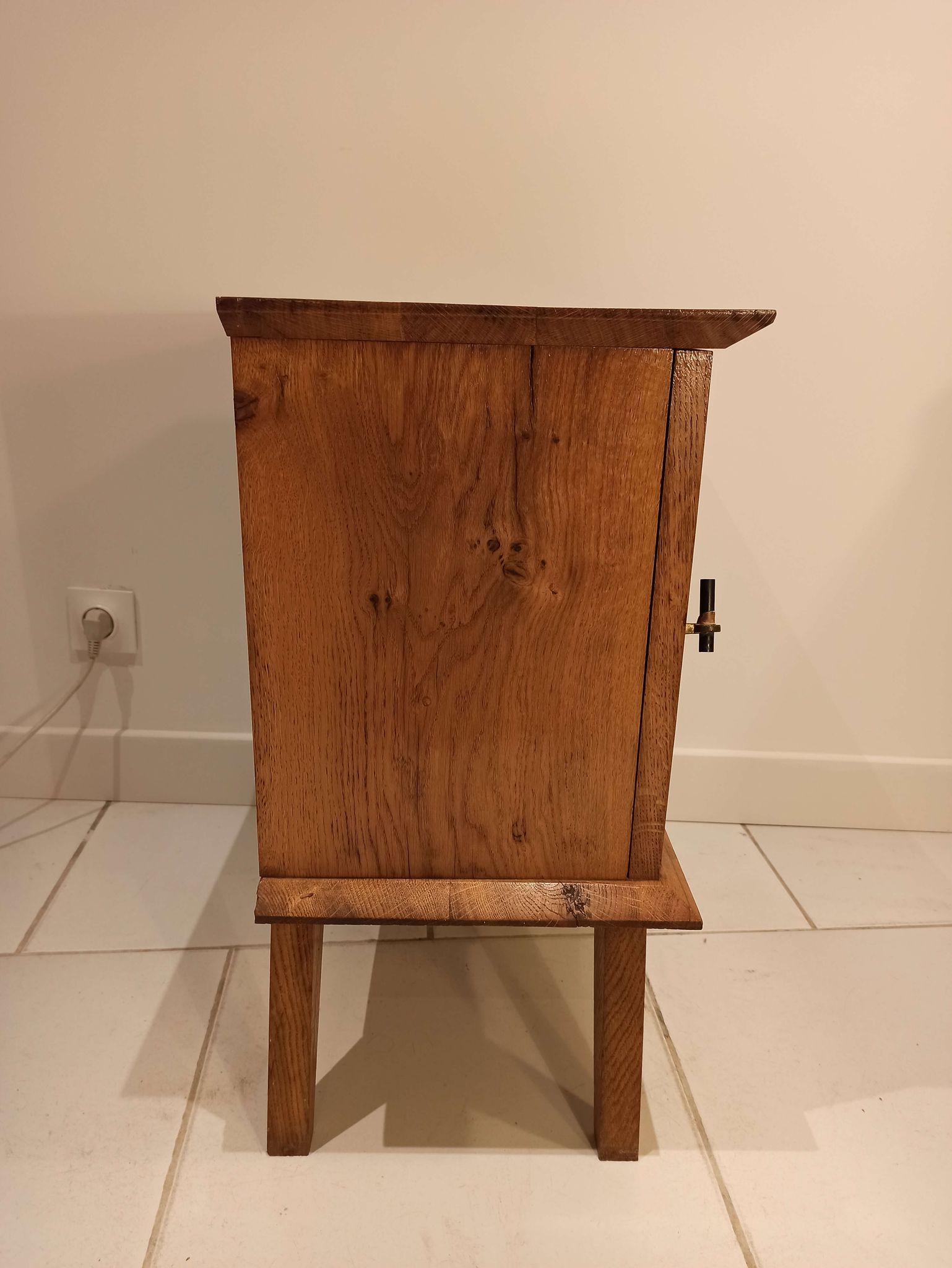 Bedside night table vintage compass feet and solid wood marquetteries