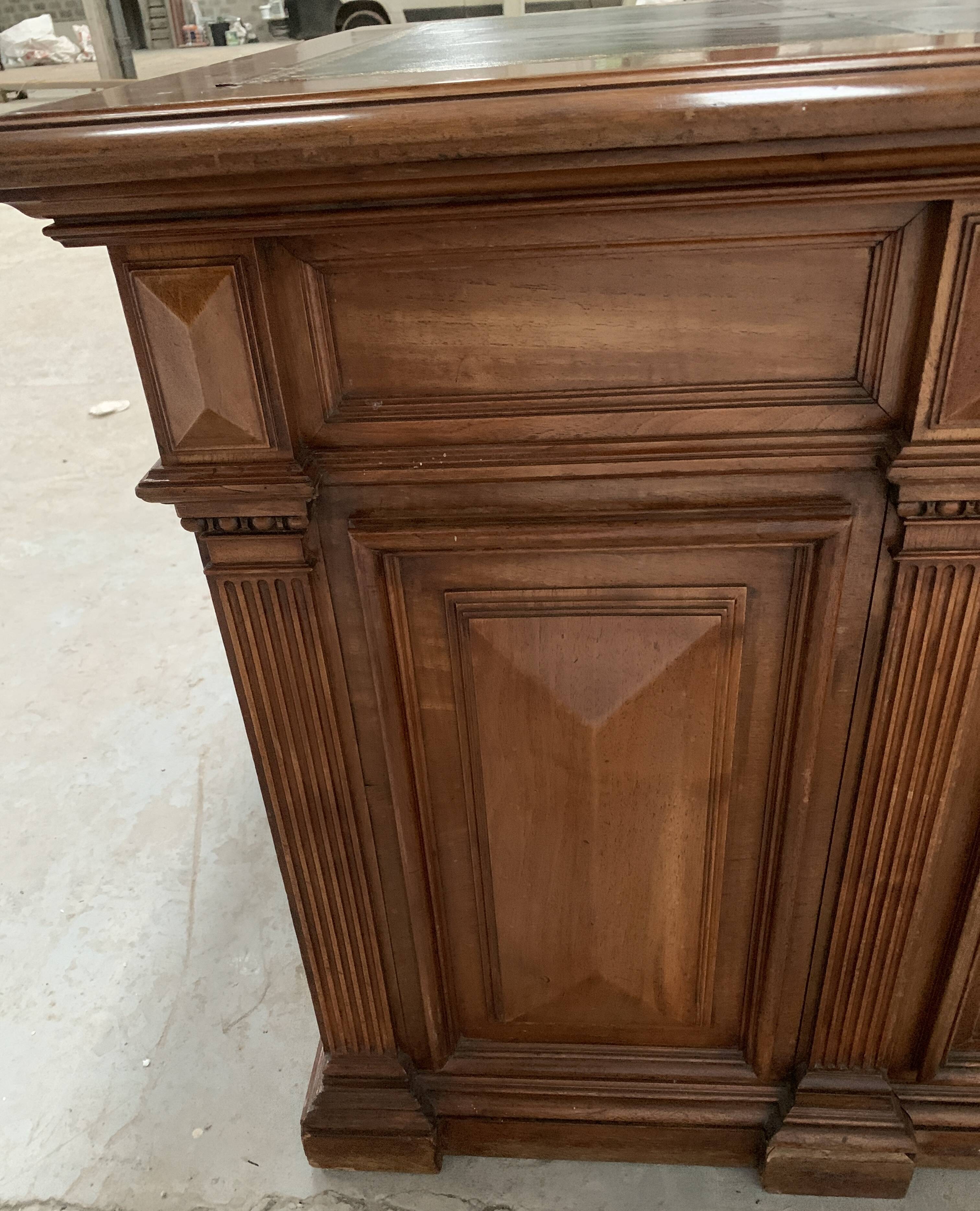 Napoleon III desk with pedestals in solid walnut 19th century