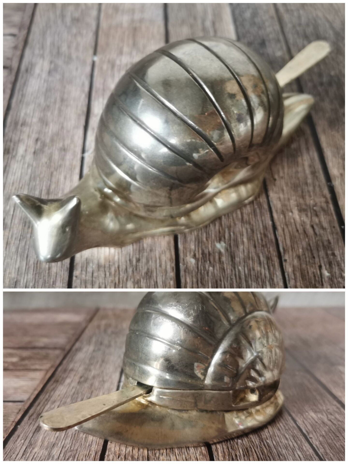 Metal snail butter dish