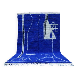 Tapis bleu majorelle fait main entièrement. Tapis 100% laine artisanal