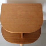 Oak-plated tripod bedside table 1950