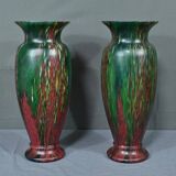 Pair of Glass Paste Vases – Mid 20th Century