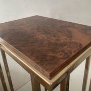 Belgochrom OR 23K side table and elm magnifying glass from the 1970s.