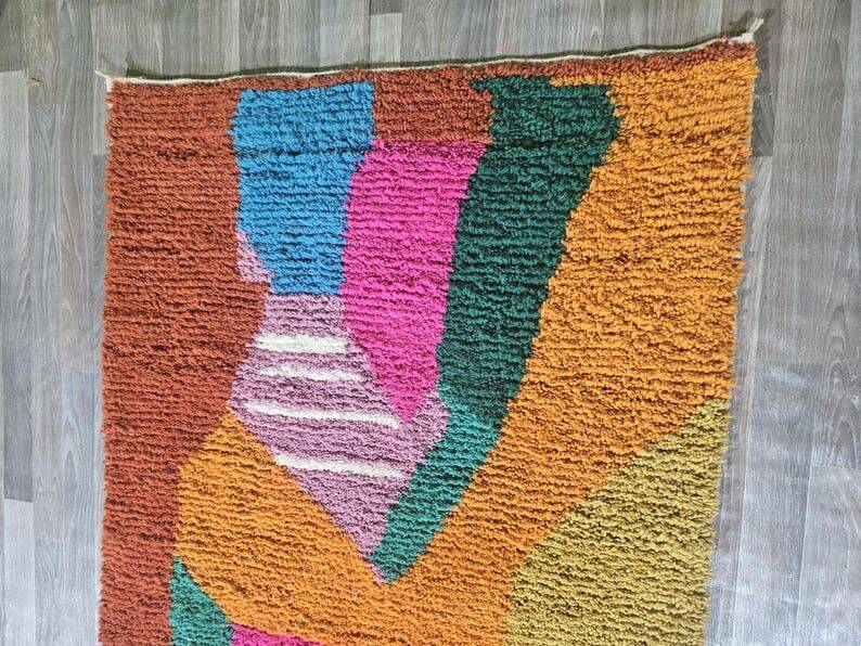 Handmade pure wool rug, size 100 x 200 cm.