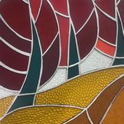 Vitrail décoratif Tulipes – Fleur stylisée en verre coloré, 41 × 68 cm