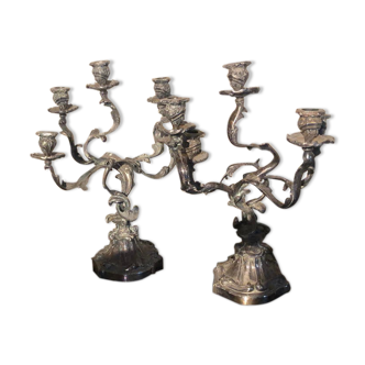 Two silver metal rockery style chandeliers