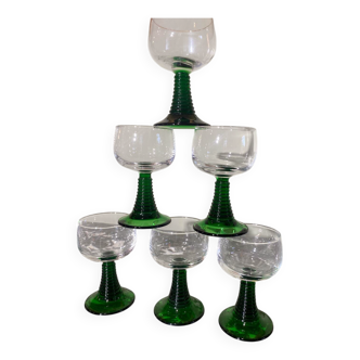 6 vintage stemmed glasses