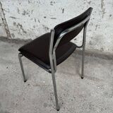 Series of 42 civic chairs year 1970 stackable chrome and skai