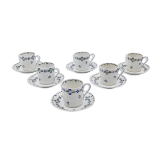 6 tasses et sous tasses en porcelaine Haviland Limoges décor au barbeau