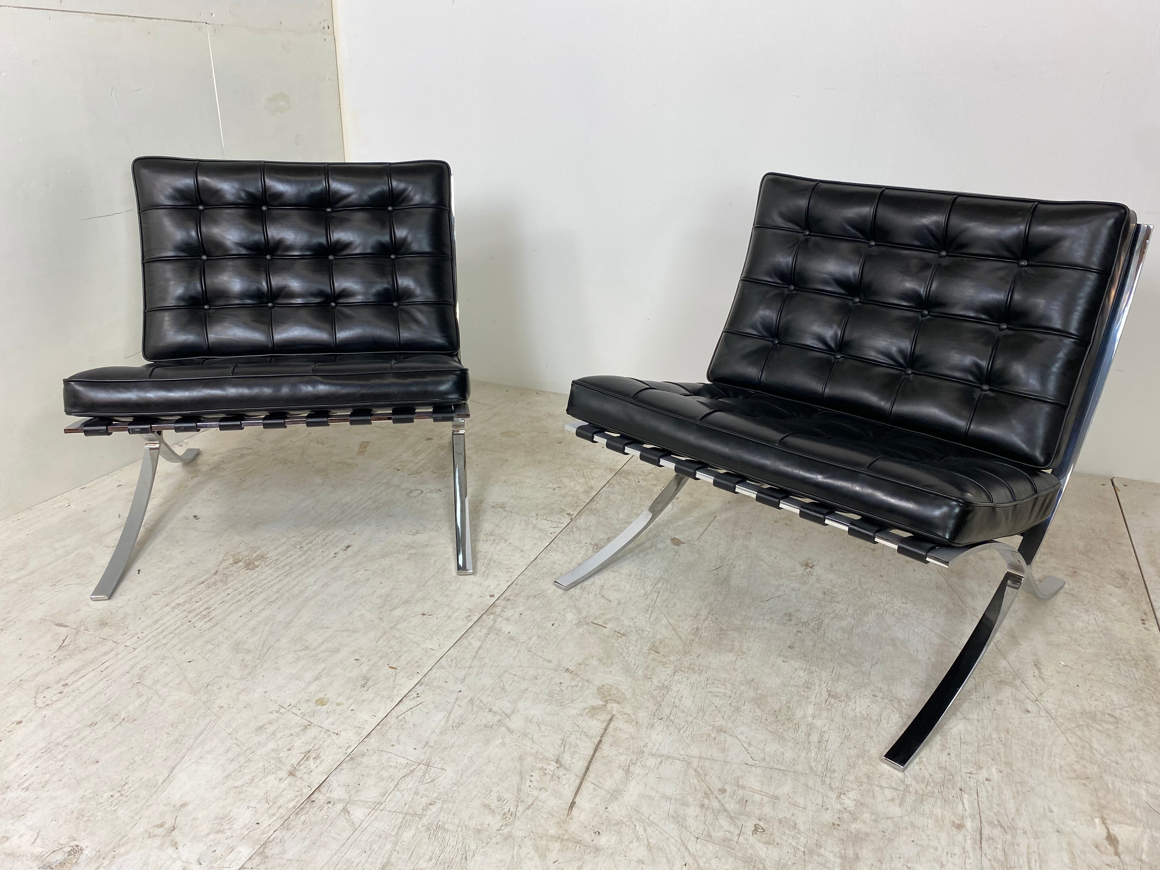 Pair of chairs Barcelona vintage Ludwig Mies Van der Rohe